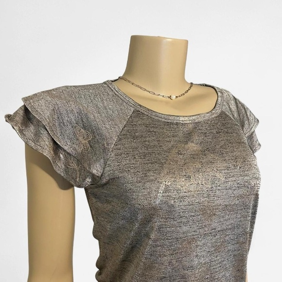 Carmen Marc Valvo Shimmering Silver Blouse - Picture 3 of 5